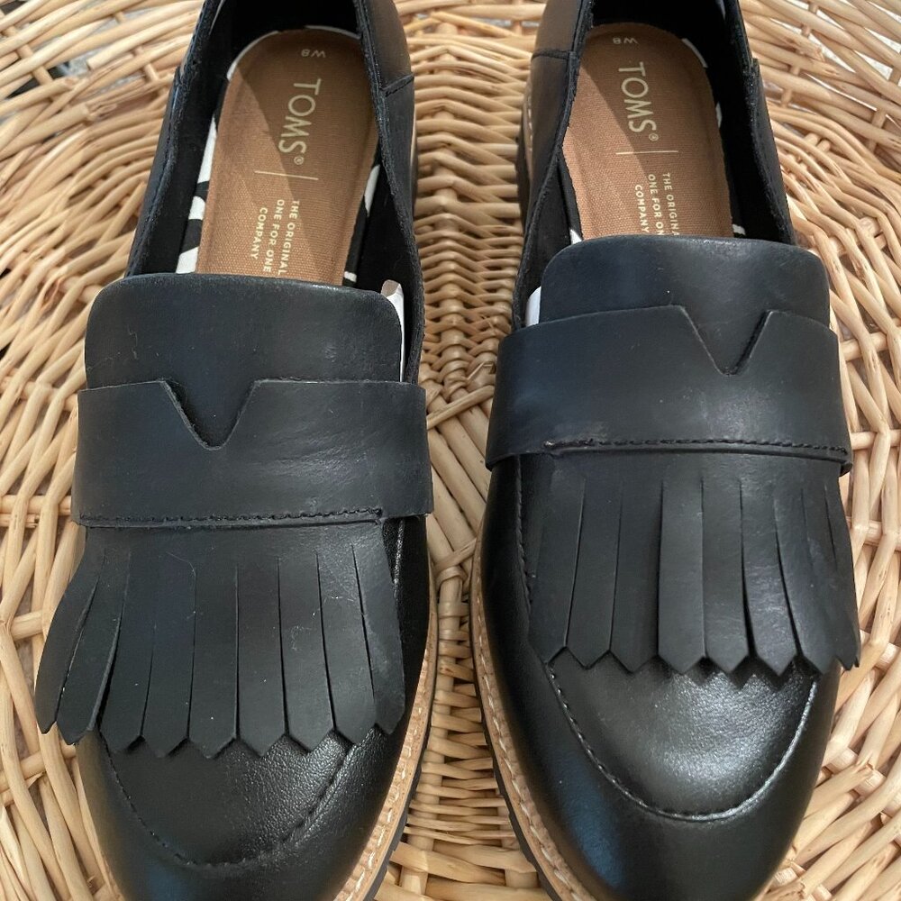 Toms Mallory Slip-on Black Leather Loafers